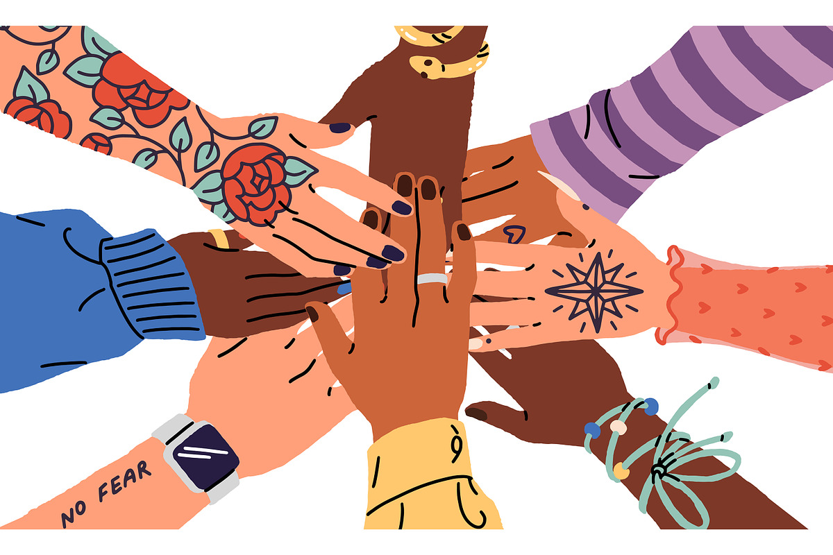 Female hands together, women team, a Person Illustration by PaperTrident (Photo 1 of 3)