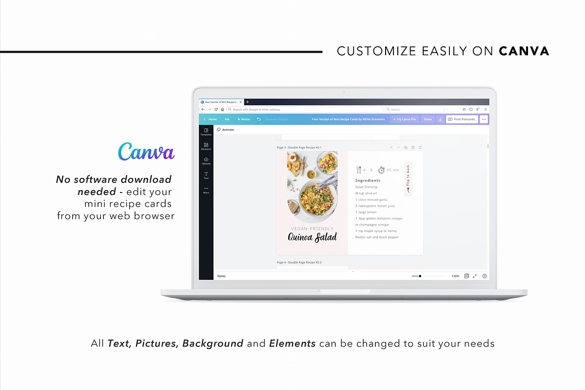 30 Mini Recipe Cards Canva Template, a Card Template by White Dreamers (Photo 4 of 9)