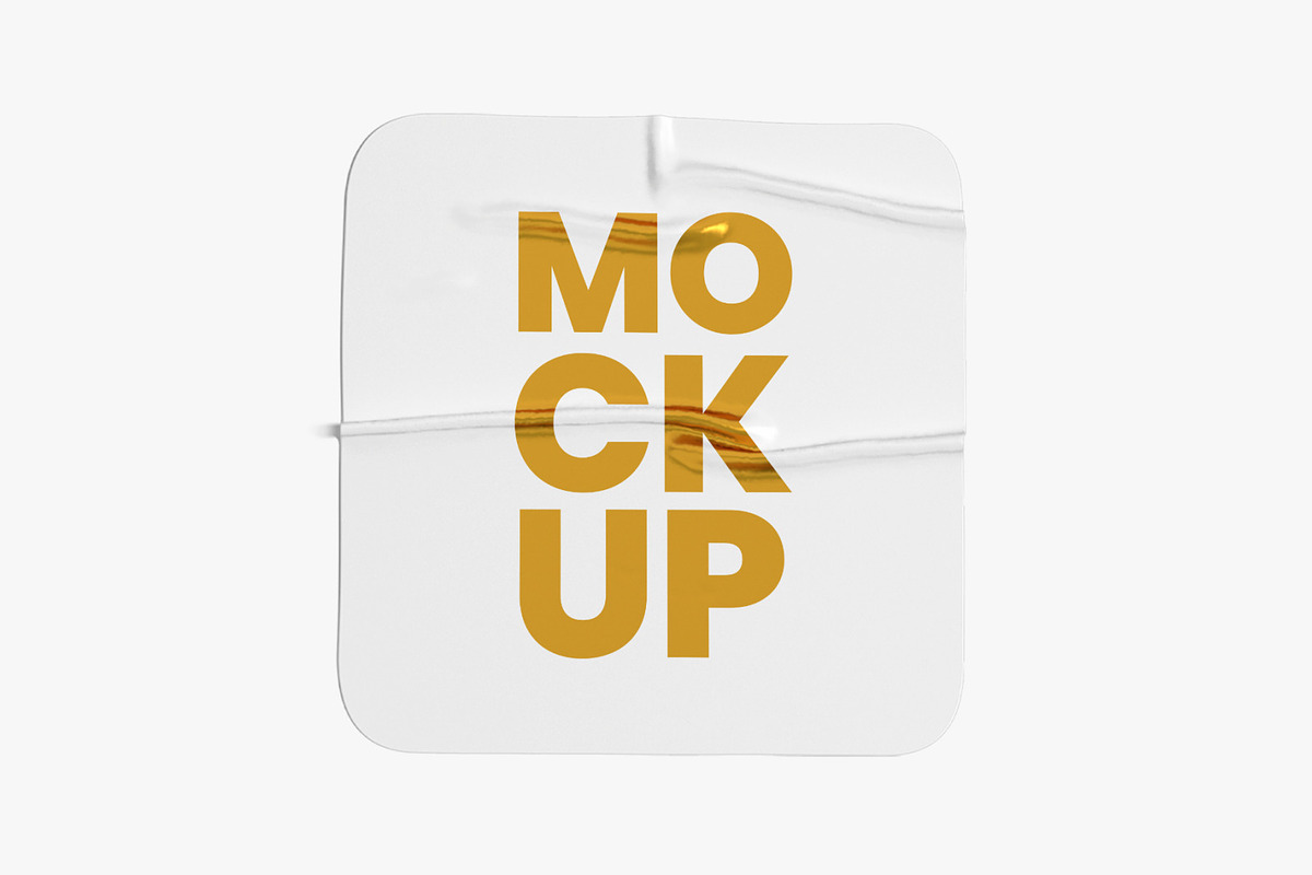 Square Crumpled Stickers Mockup Set, a Print Template by Graphic Bird (Photo 4 of 6)