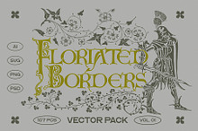 Floriated Borders Vectors by  in Graphics