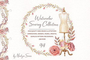 Watercolor Sewing Collection, an Illustration by Nadya Saen Art