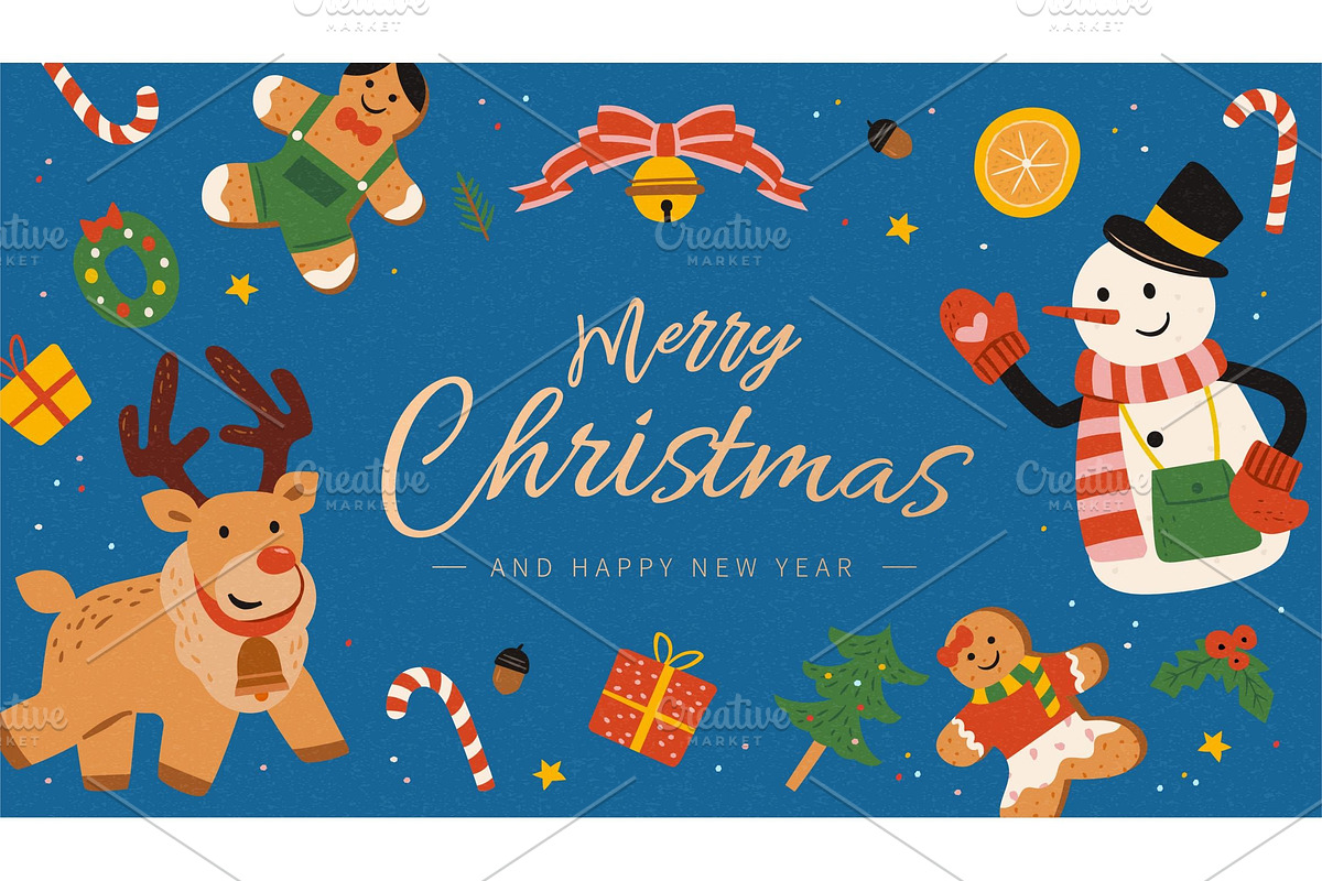 Hand drawn Merry Christmas card, a Card Template by TotallypicRF