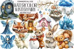 Winter Fairy Watercolor Clipart, an Illustration by Daily.Designs