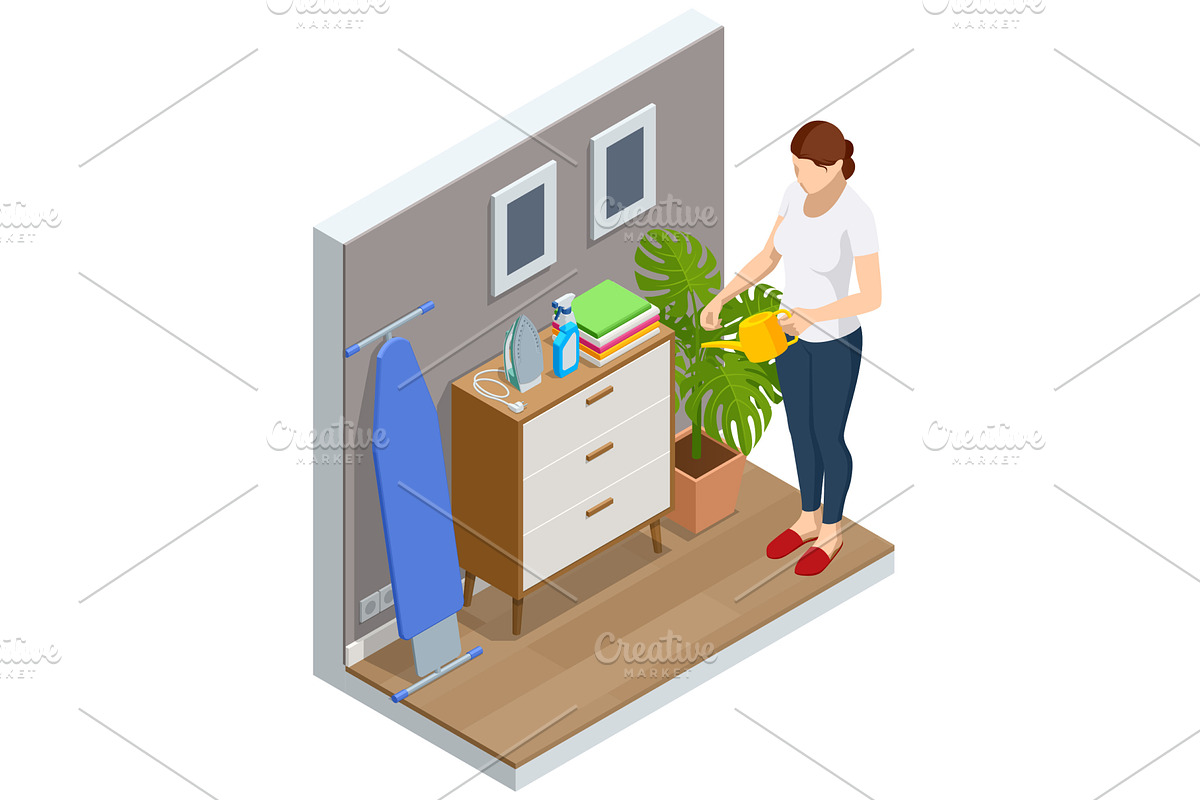 Isometric illustration of a woman, an Object Illustration by Golden Sikorka