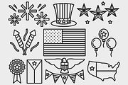 4th of July Set Outlined & Colored, an Outline Icon by DeniseUytiepo (Thumbnail 3 of 5)