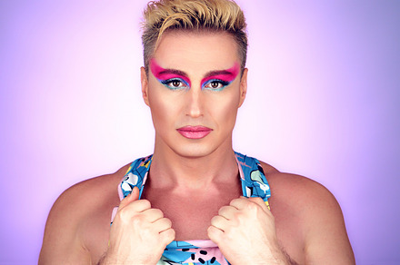 Beauty Fashion man guy with Bright Makeup, lgbtq