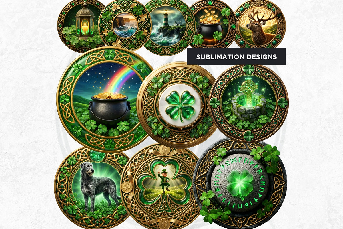 Saint Patrick Round Coaster Cliparts, a Decorative Illustration by ThatsDesignArt (Photo 8 of 10)