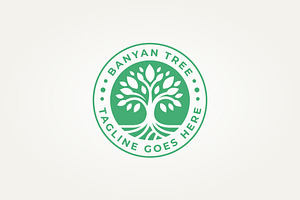 oak banyan tree badge label logo, a Branding & Logo Template by Blazybone