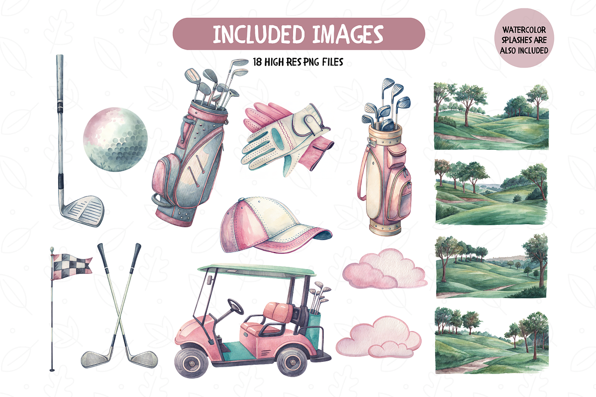 Golf Watercolor Clipart, Golf Club, an Illustration by TatiMockup (Photo 2 of 3)