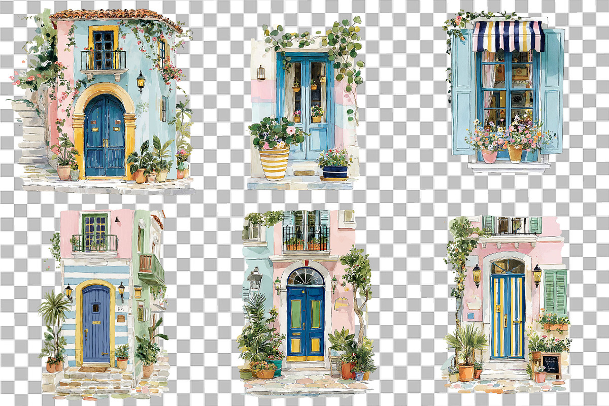 Mediterranean Window Door Clipart, an Object Illustration by DreamCafeArt (Photo 6 of 7)