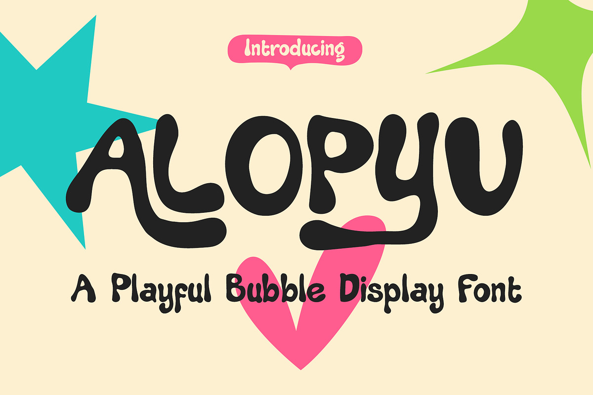 Alopyu - Bubble Fun Display Font, a Handwritten Font by Mockmenot (Photo 1 of 6)