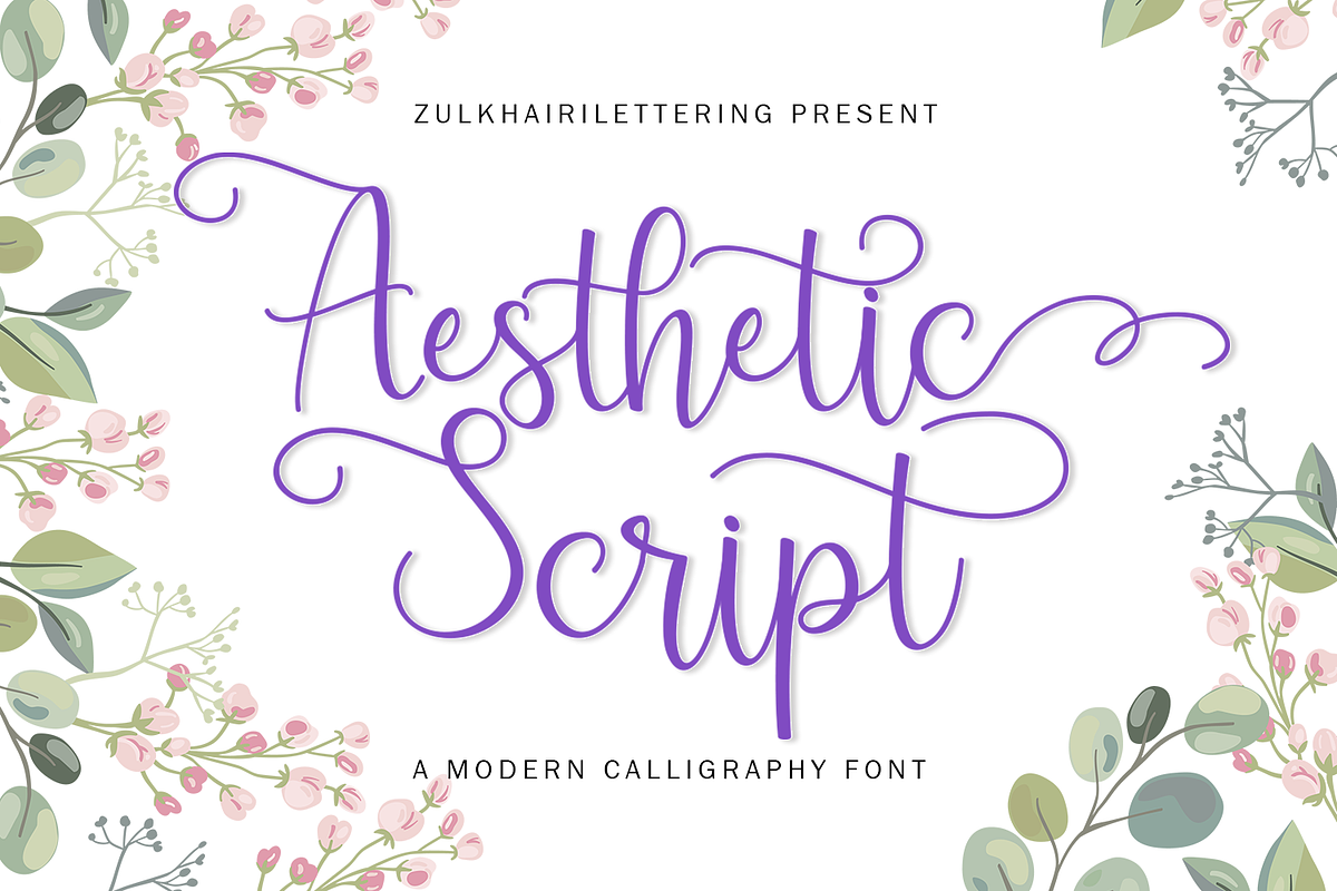 Aesthetic Script, a Script Font by Zulkhairi Lettering (Photo 1 of 8)