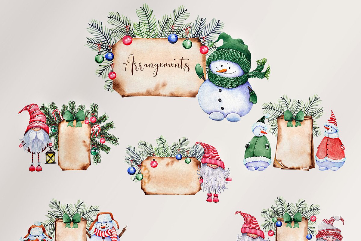 Christmas snowmen & gnomes, an Illustration by Jeanna Draw (Photo 4 of 17)