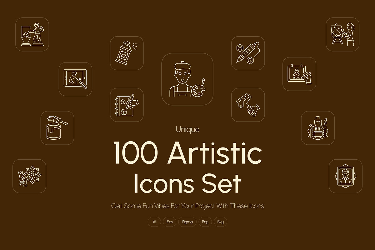 Artistic Icons Set, an Outline Icon by Prosymbols (Photo 1 of 8)