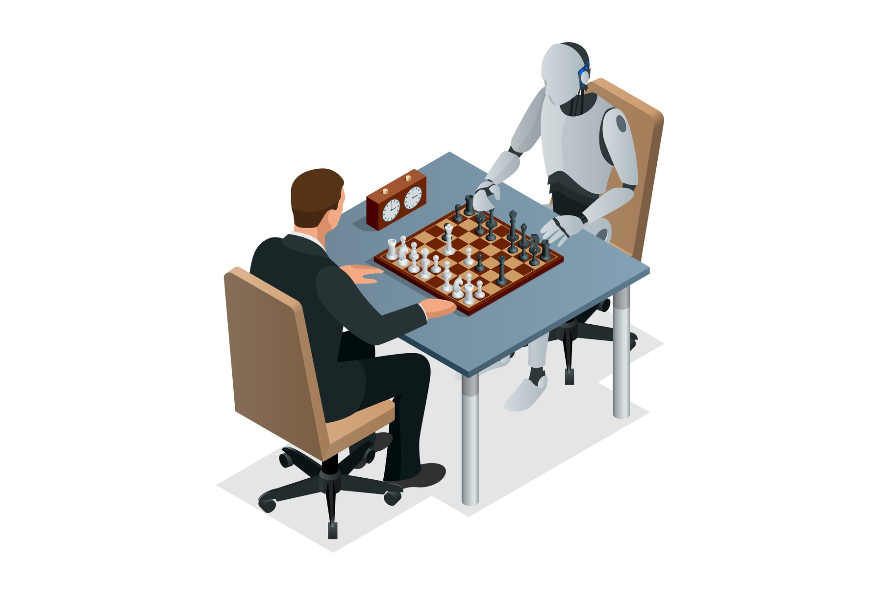 Isometric chess game with artificial intelligence concept. Artificial ...