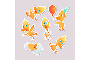 Cartoon duck. little chicken, an Animal Illustration by Onyx