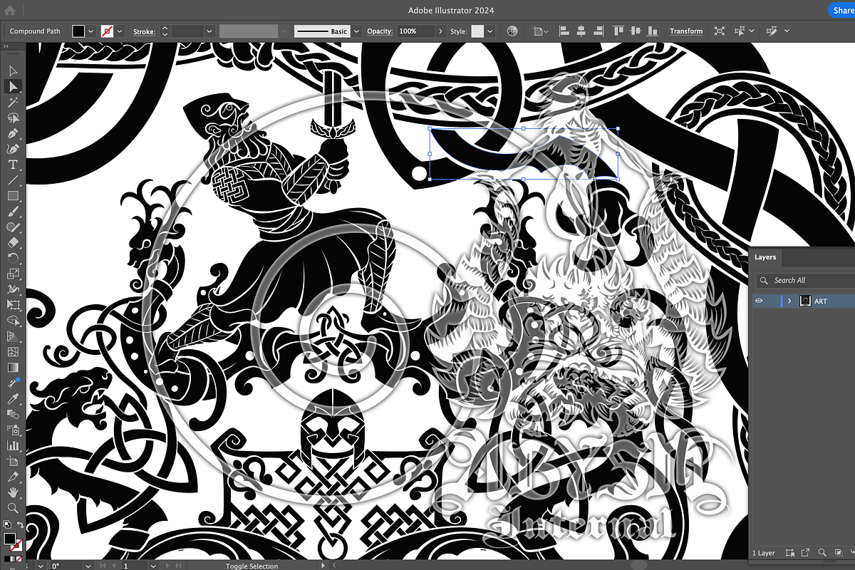 Viking Dragon, Fafnir Knotwork Art, a Decorative Illustration by Abysm Internal (Photo 2 of 4)
