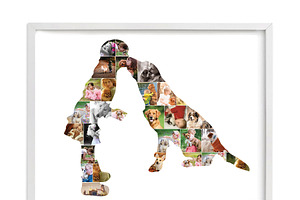 Kid Kissing Dog Photo Collage