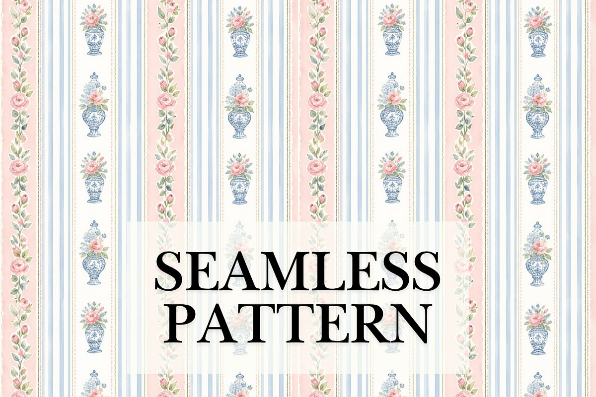 Grandmillennial Seamless Pattern, a Pattern Graphic by elfy creative (Photo 1 of 5)