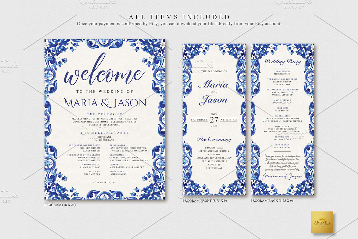 Mexican Wedding Program | CANVA, a Stationery Template by Creative Market (Photo 3 of 6)