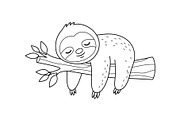 Cute Sloth Line Art Bundle, an Illustration by musafir_fashion (Thumbnail 26 of 51)
