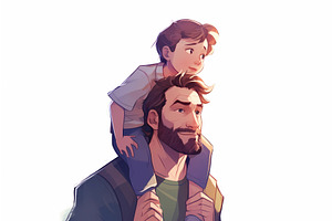 Illustration Of Father Carrying His