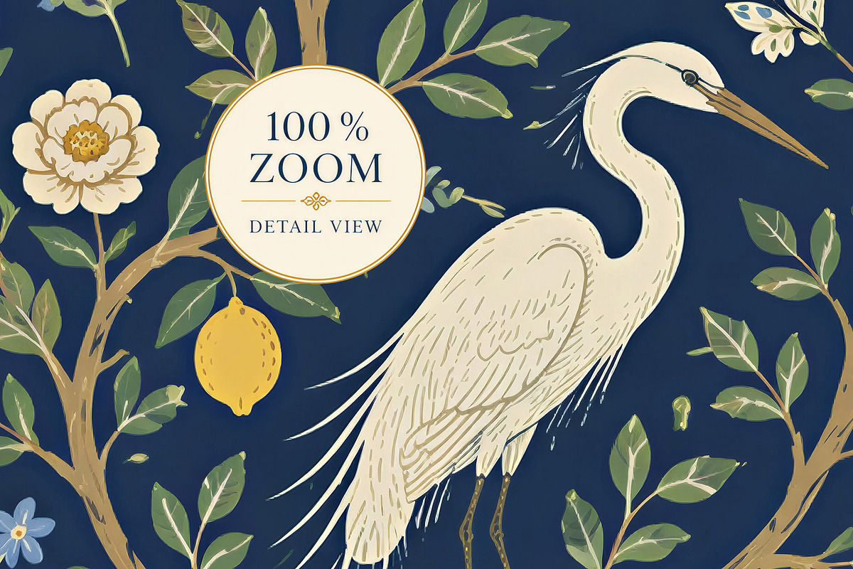 Midnight Heron | Botanical Wallpaper, a Wallpaper Graphic by by creative paper (Photo 10 of 15)
