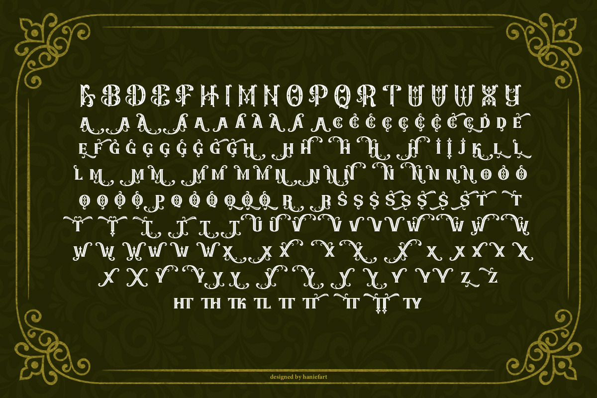 Decoraties - Modern Decorative Font, a Blackletter Font by haniefart (Photo 10 of 11)