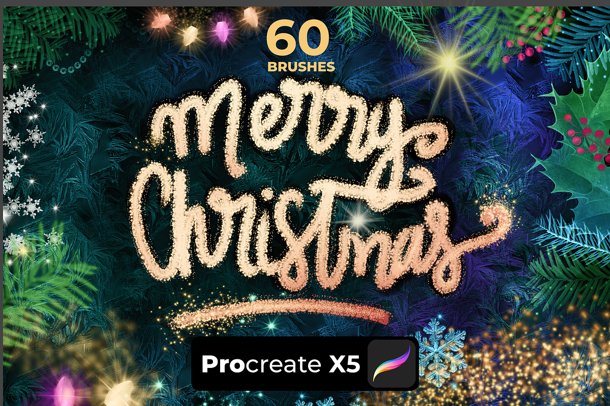 60 Christmas brushes PROCREATE X5, a Brush Add-On by Graphics Resources (Photo 6 of 9)