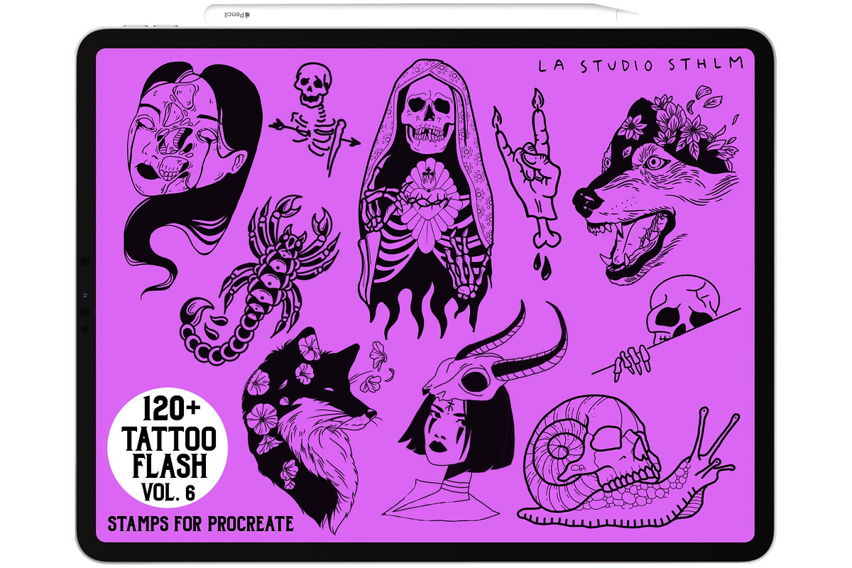Tattoo Flash Vol. 6 - Procreate Stamp Set