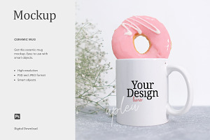 Mug Mockup With Doughnut