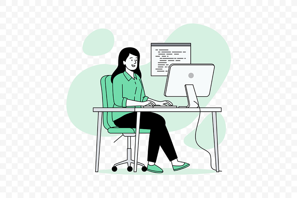 Freelance Woman Working on Computer, a Work Illustration by Partikusi Design (Photo 2 of 3)