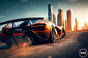 Supercar in the City Illustration, a Wallpaper Graphic by Other Side Art (Thumbnail 5 of 8)