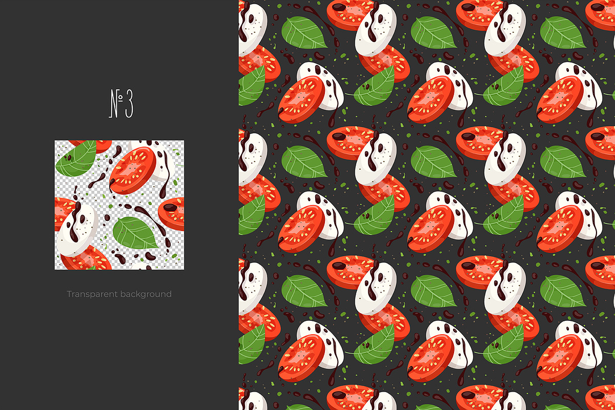 Tomatoes Vector Patterns, a Food Illustration by AKOMIX (Photo 4 of 6)
