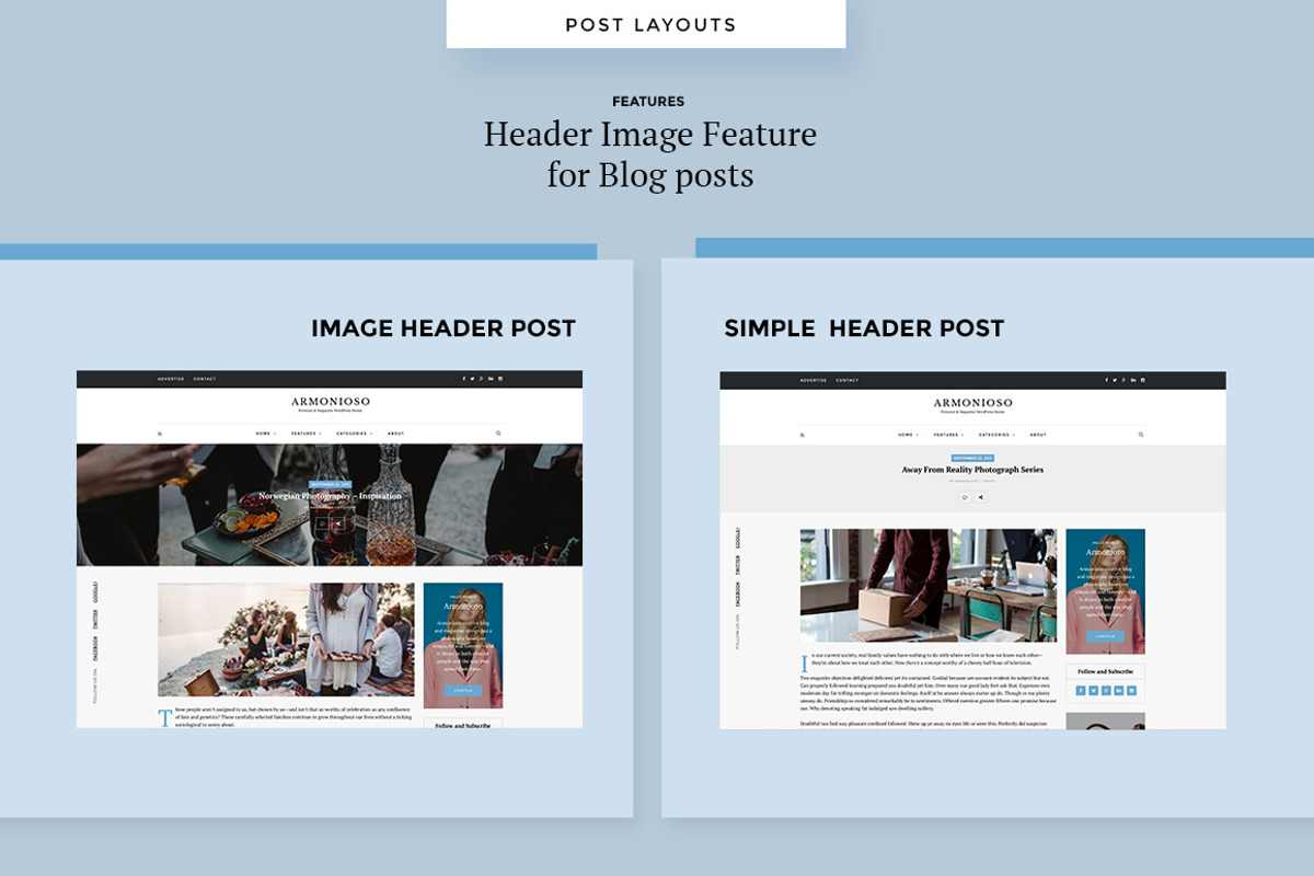 Armonioso Personal & Magazine Theme, a WordPress Template by Creanncy (Photo 3 of 5)