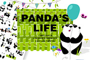 Panda's life - set with cute pandas, an Animal Illustration by Satika (Thumbnail 1 of 6)