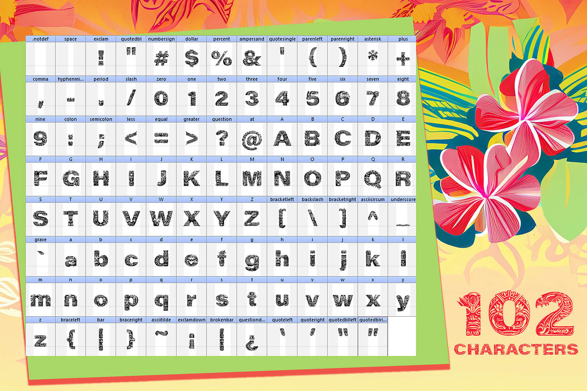 Tiki Euphoria Font, a Symbol Font by Fontastic Ventures (Photo 6 of 7)