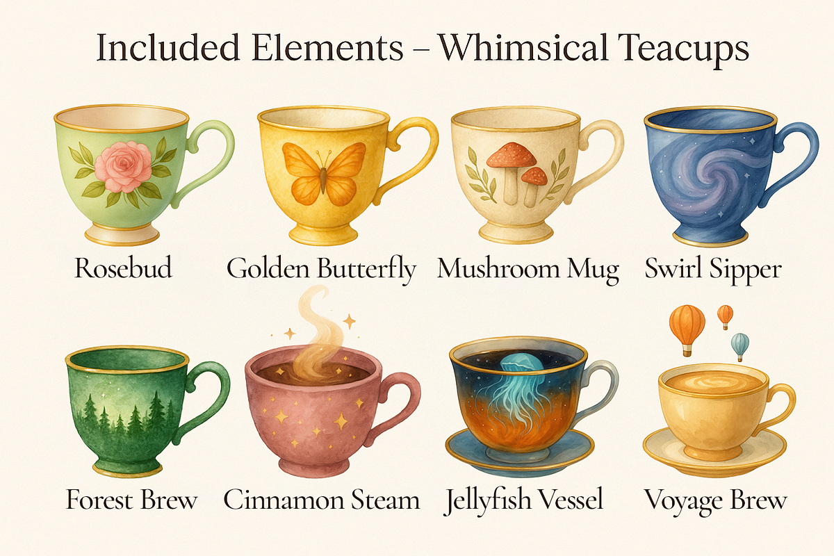 Cabinet of Curious Teacups, an Object Illustration by Curve Design (Photo 2 of 6)