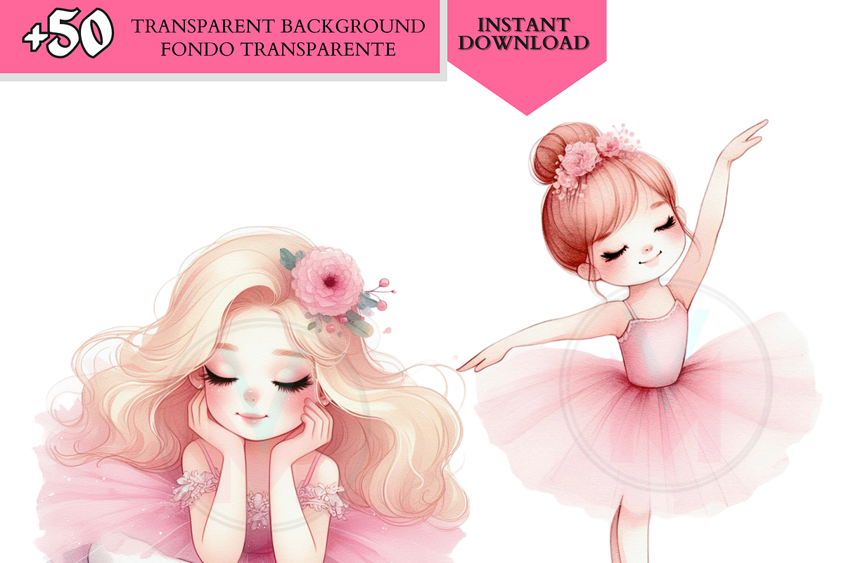 Pink Ballerina Clipart, Cute ballet, a Person Illustration by VM PARTYS  BY TAIRUMA (Photo 10 of 10)