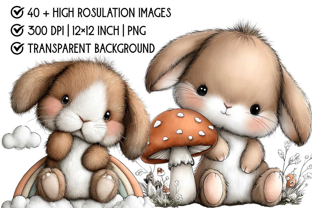 Watercolor Bunny Clipart, an Illustration by Pixels.Craft (Photo 4 of 6)