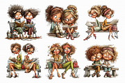Bench friends Women reading Clipart, an Illustration by Libby Wishes (Thumbnail 8 of 8)