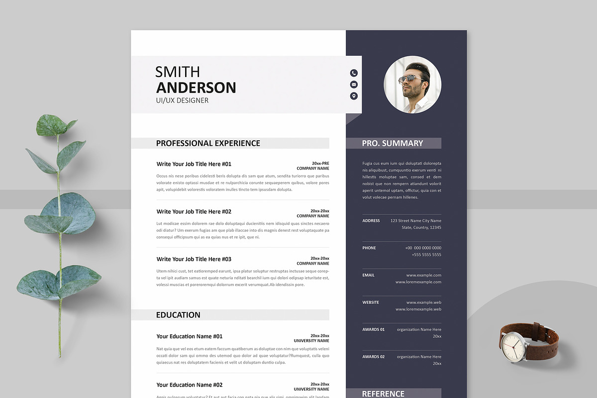 Modern Resume CV Template Design, a Resume Template by PixelStudio (Photo 3 of 3)