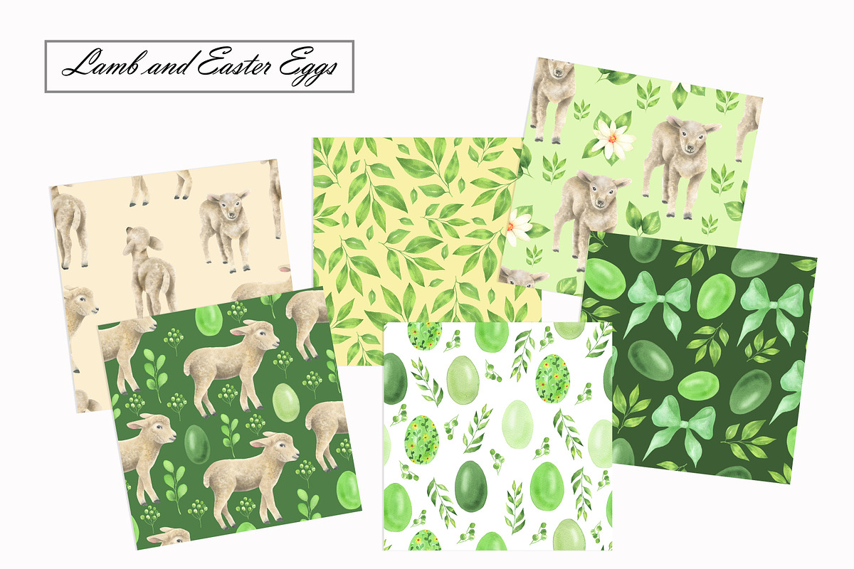 Watercolor Easter Seamless Patterns, an Illustration by OlDm_Shop (Photo 2 of 9)