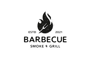 Fork Grill Fire Rustic Hipster Logo