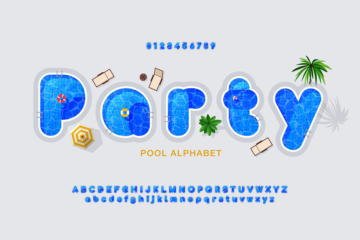 Summer Pool Water Font, a Graphic by Pro_Vector