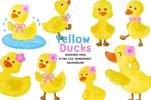 Yellow Duck PNG Clipart Hand Painted, an Animal Illustration by Nattapohncha
