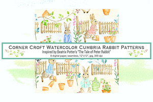 Watercolor Cumbria Rabbit Patterns