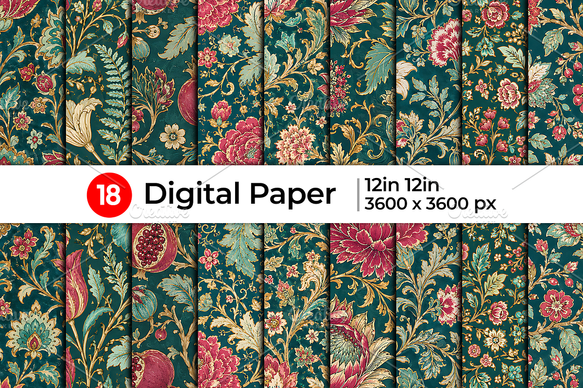 Vintage Dark Floral Pattern, a Pattern Graphic by Artonix (Photo 1 of 5)