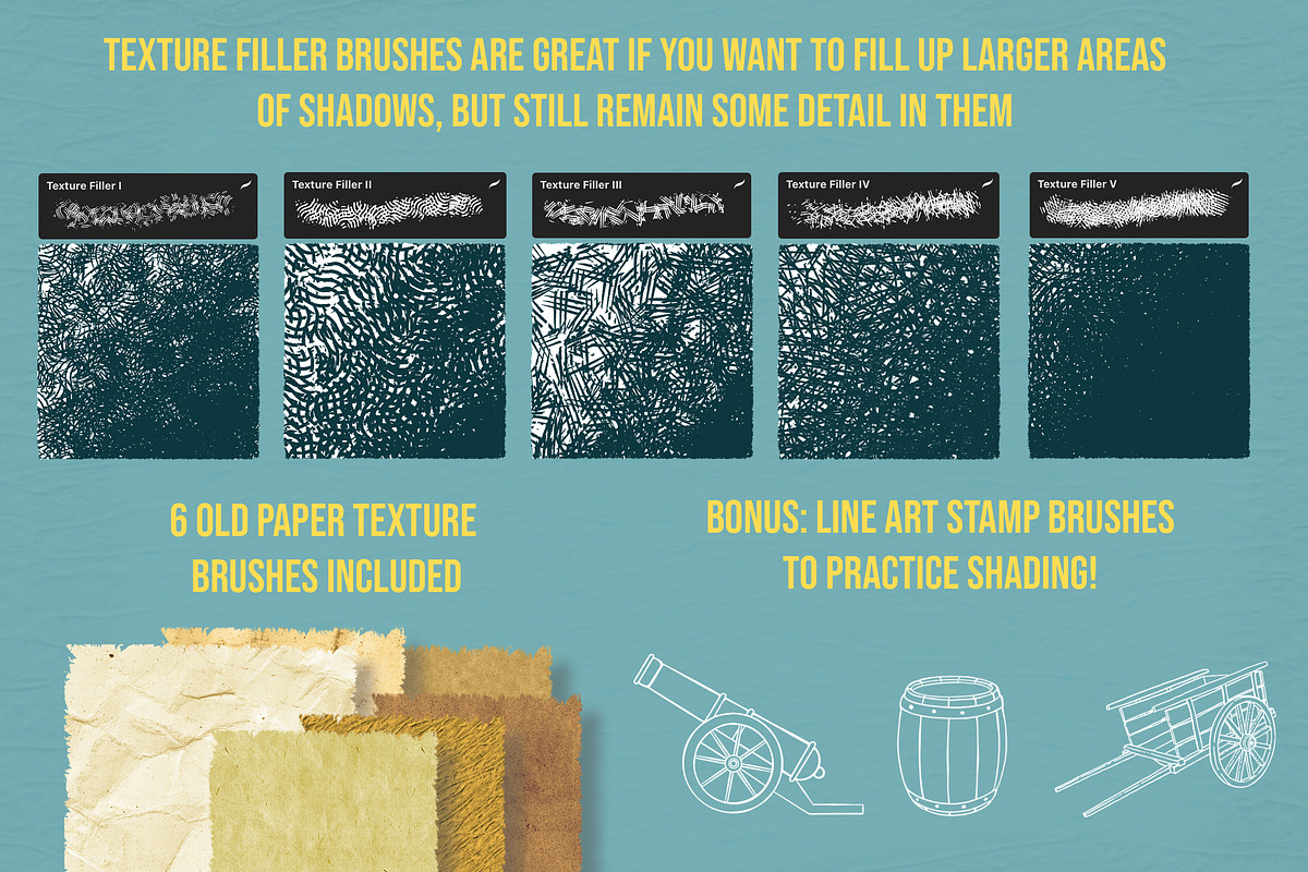 Procreate Vintage Shader Brushes, a Brush Add-On by BrushBoy (Photo 9 of 9)