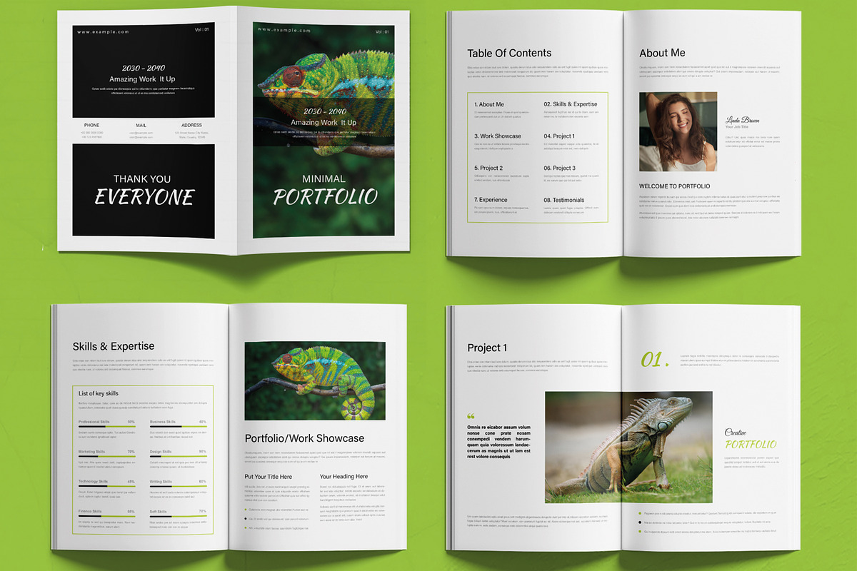 Minimalist Green Portfolio Layout, a Brochure Template by MightyDesign (Photo 2 of 6)